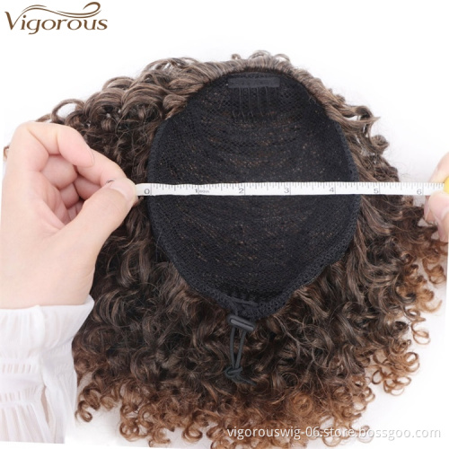 Vigorous Afro Drawstring Ponytail Kinky Curly Ponytail Hair Synthetic Curly Puffs Ponytail Extensions for Black Women